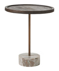 Braiden Walnut Mango Wood and Marble End Table -2