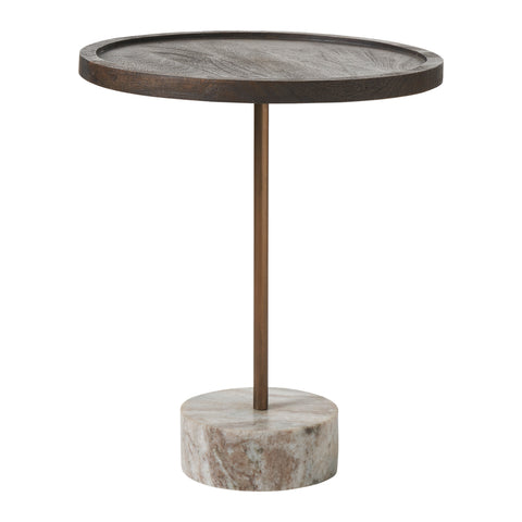 Braiden Walnut Mango Wood and Marble End Table -2