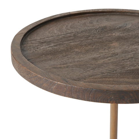 Braiden Walnut Mango Wood and Marble End Table -3