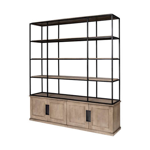 Braxton Large Three Shelf Solid Mango Wood Shelving Unit -1