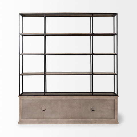 Braxton Large Three Shelf Solid Mango Wood Shelving Unit -2