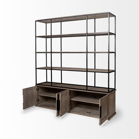 Braxton Large Three Shelf Solid Mango Wood Shelving Unit -4