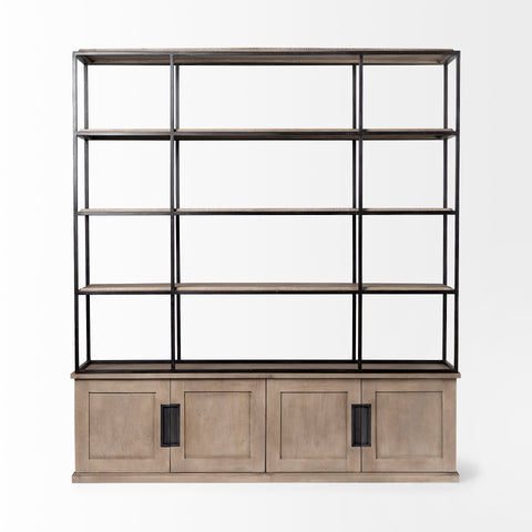 Braxton Large Three Shelf Solid Mango Wood Shelving Unit -5