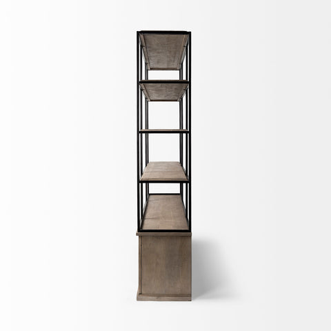 Braxton Large Three Shelf Solid Mango Wood Shelving Unit -6