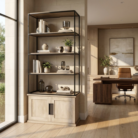 Braxton Three Shelf Solid Mango Wood Shelving Unit 