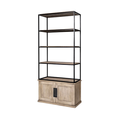 Braxton Three Shelf Solid Mango Wood Shelving Unit -1