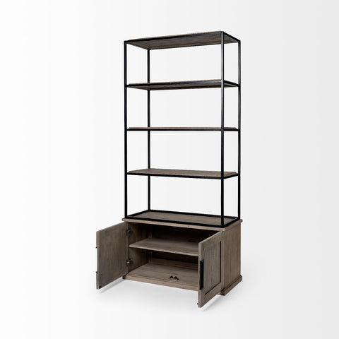 Braxton Three Shelf Solid Mango Wood Shelving Unit -2