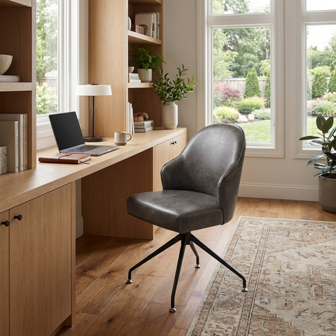 Bretta Grey Faux Leather Swivel Office Chair 