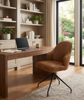 Bretta Tan Faux Leather Swivel Office Chair 