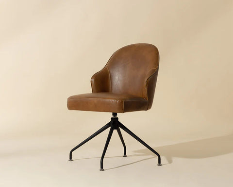 Bretta Tan Faux Leather Swivel Office Chair -1