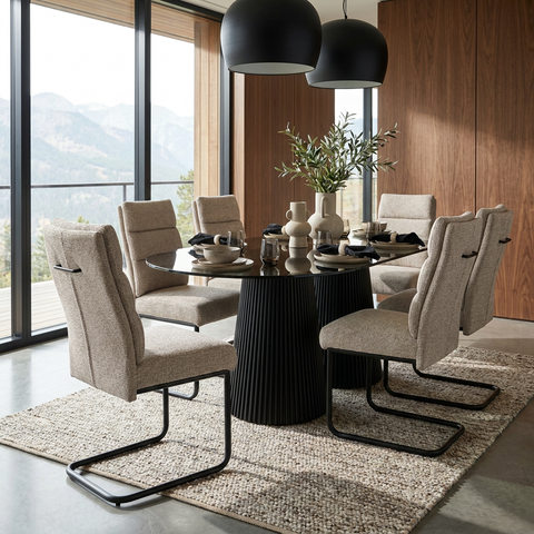 Brodi Beige Chenille Dining Chairs - Set of 2