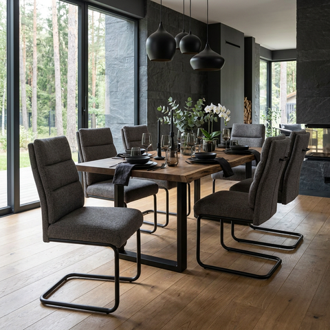 Brodi Charcoal Chenille Dining Chairs - Set of 2