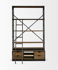 Brodie Gun Metal Solid Mango Wood Ladder Shelving Unit-1