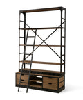 Brodie Gun Metal Solid Mango Wood Ladder Shelving Unit-2
