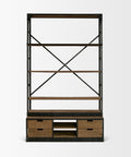 Brodie Gun Metal Solid Mango Wood Ladder Shelving Unit-3