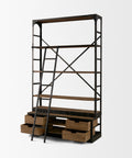 Brodie Gun Metal Solid Mango Wood Ladder Shelving Unit-4