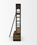 Brodie Gun Metal Solid Mango Wood Ladder Shelving Unit-5