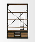 Brodie Gun Metal Solid Mango Wood Ladder Shelving Unit-6