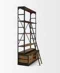 Brodie Gun Metal Solid Mango Wood Ladder Shelving Unit-7