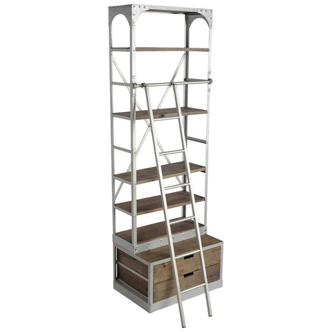 Brodie III Solid Mango Wood Silver Ladder Shelving Unit-1