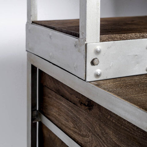 Brodie III Solid Mango Wood Silver Ladder Shelving Unit-2