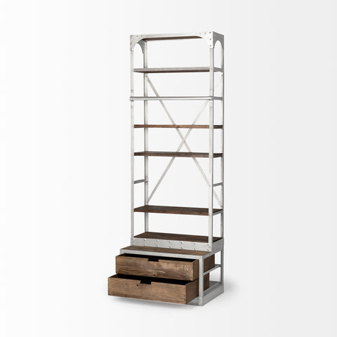 Brodie III Solid Mango Wood Silver Ladder Shelving Unit-3