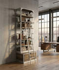 Brodie III Solid Mango Wood Silver Ladder Shelving Unit