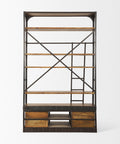 Brodie Medium Brown Solid Mango Wood Black Ladder Shelving Unit-4