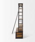 Brodie Medium Brown Solid Mango Wood Black Ladder Shelving Unit-5