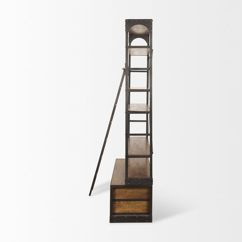 Brodie Medium Brown Solid Mango Wood Black Ladder Shelving Unit-5