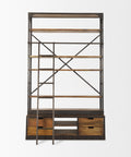 Brodie Medium Brown Solid Mango Wood Black Ladder Shelving Unit-6
