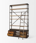 Brodie Medium Brown Solid Mango Wood Black Ladder Shelving Unit-7