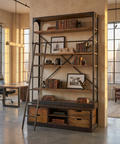 Brodie Medium Brown Solid Mango Wood Black Ladder Shelving Unit
