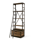 Brodie VII Solid Mango Wood Gun-Metal Ladder Shelving Unit-1