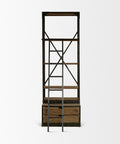 Brodie VII Solid Mango Wood Gun-Metal Ladder Shelving Unit-2