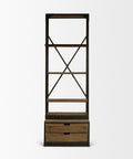 Brodie VII Solid Mango Wood Gun-Metal Ladder Shelving Unit-3