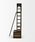 Brodie VII Solid Mango Wood Gun-Metal Ladder Shelving Unit-4