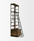 Brodie VII Solid Mango Wood Gun-Metal Ladder Shelving Unit-6