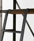 Brodie VII Solid Mango Wood Gun-Metal Ladder Shelving Unit-8