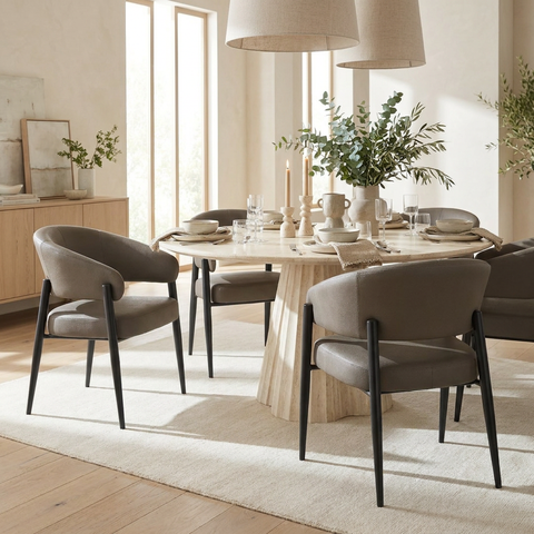 Bronson Stone Faux Leather Dining Chairs - Set of 2
