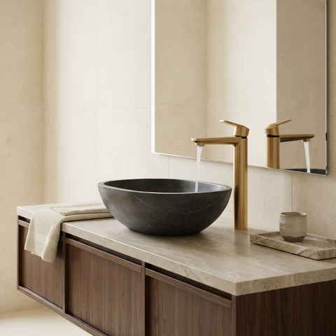 C67 Tall Brushed Gold Single Hole Bathroom Faucet 