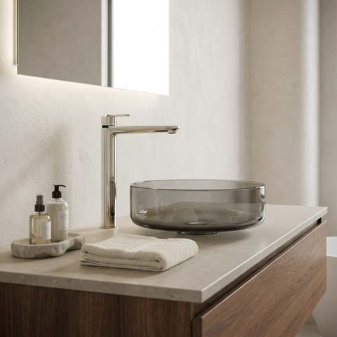 C67 Tall Polished Nickel Single Hole Bathroom Faucet