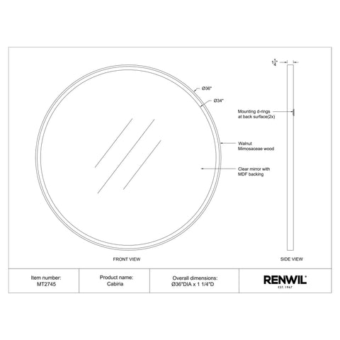 Cabiria Walnut Wood Round Wall Mirror -5