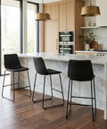 Cal Antique Black Modern Faux Leather Counter Stool 