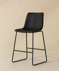 Cal Antique Black Modern Faux Leather Counter Stool -1