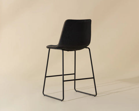 Cal Antique Black Modern Faux Leather Counter Stool -3