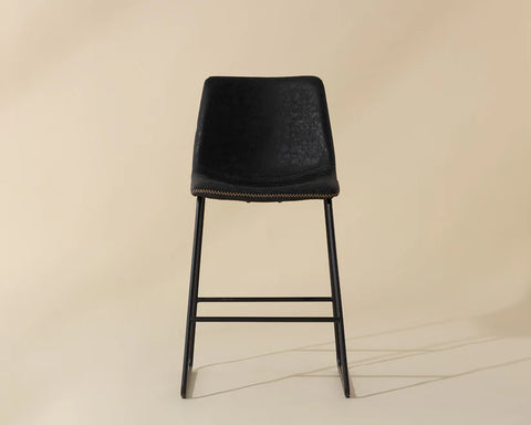 Cal Antique Black Modern Faux Leather Counter Stool -4