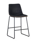Cal Antique Black Modern Faux Leather Counter Stool -5