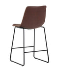 Cal Antique Brown Modern Faux Leather Counter Stool-2
