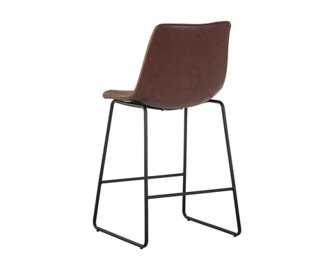 Cal Antique Brown Modern Faux Leather Counter Stool-2